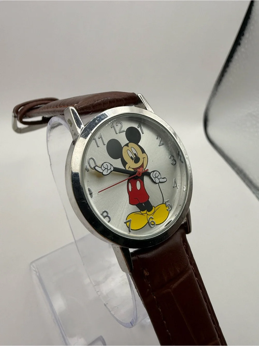 Disney Accutime Unisex Classic Mickey Mouse Watch Brown Band (New Battery)